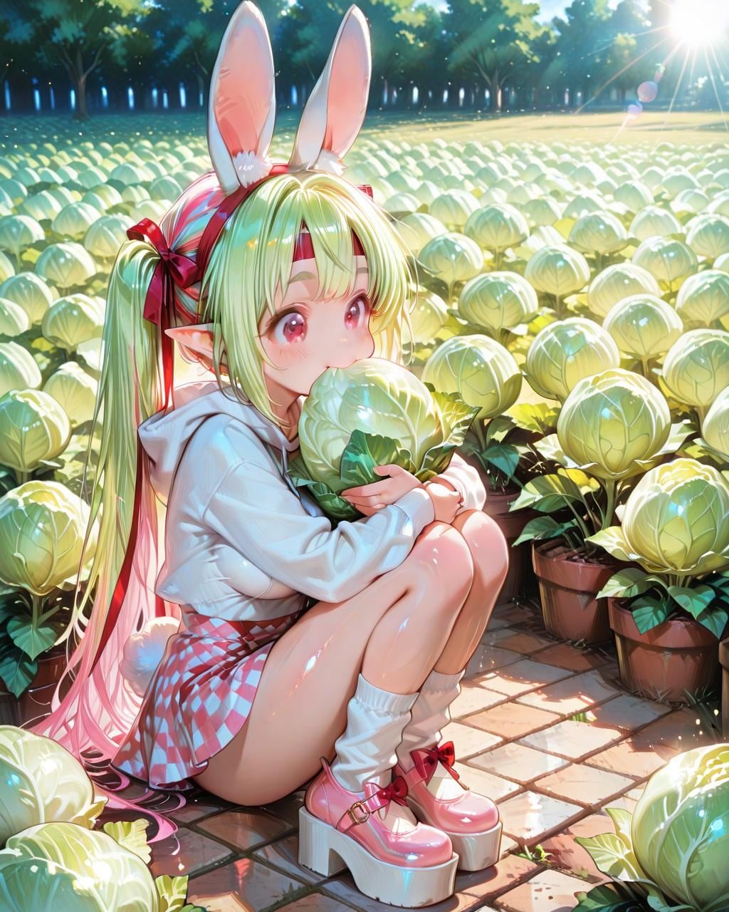 8枚）キャベツを食べるウサギ娘