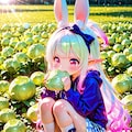 8枚）キャベツを食べるウサギ娘 5枚目