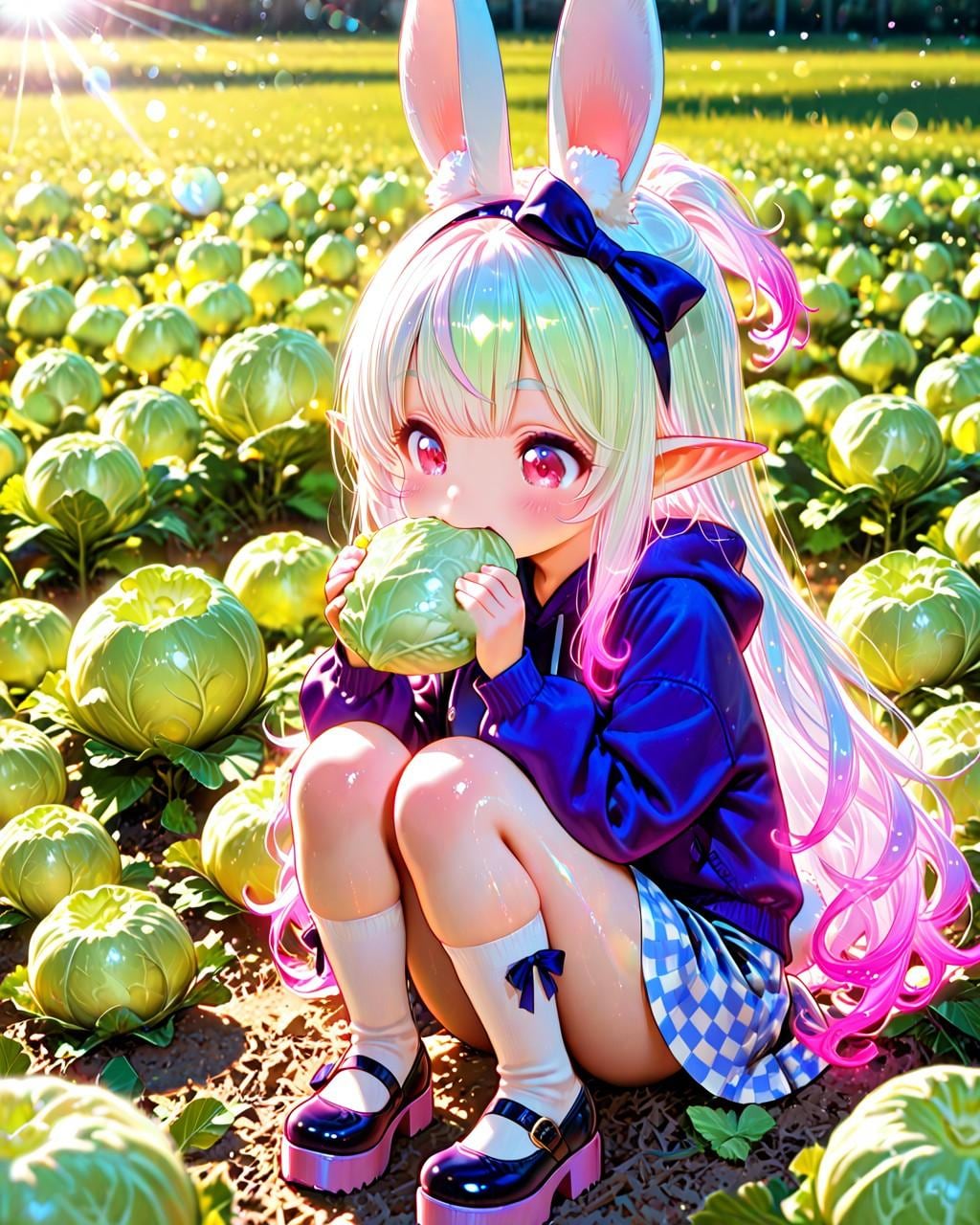 8枚）キャベツを食べるウサギ娘