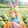8枚）キャベツを食べるウサギ娘 7枚目