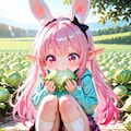 8枚）キャベツを食べるウサギ娘 3枚目