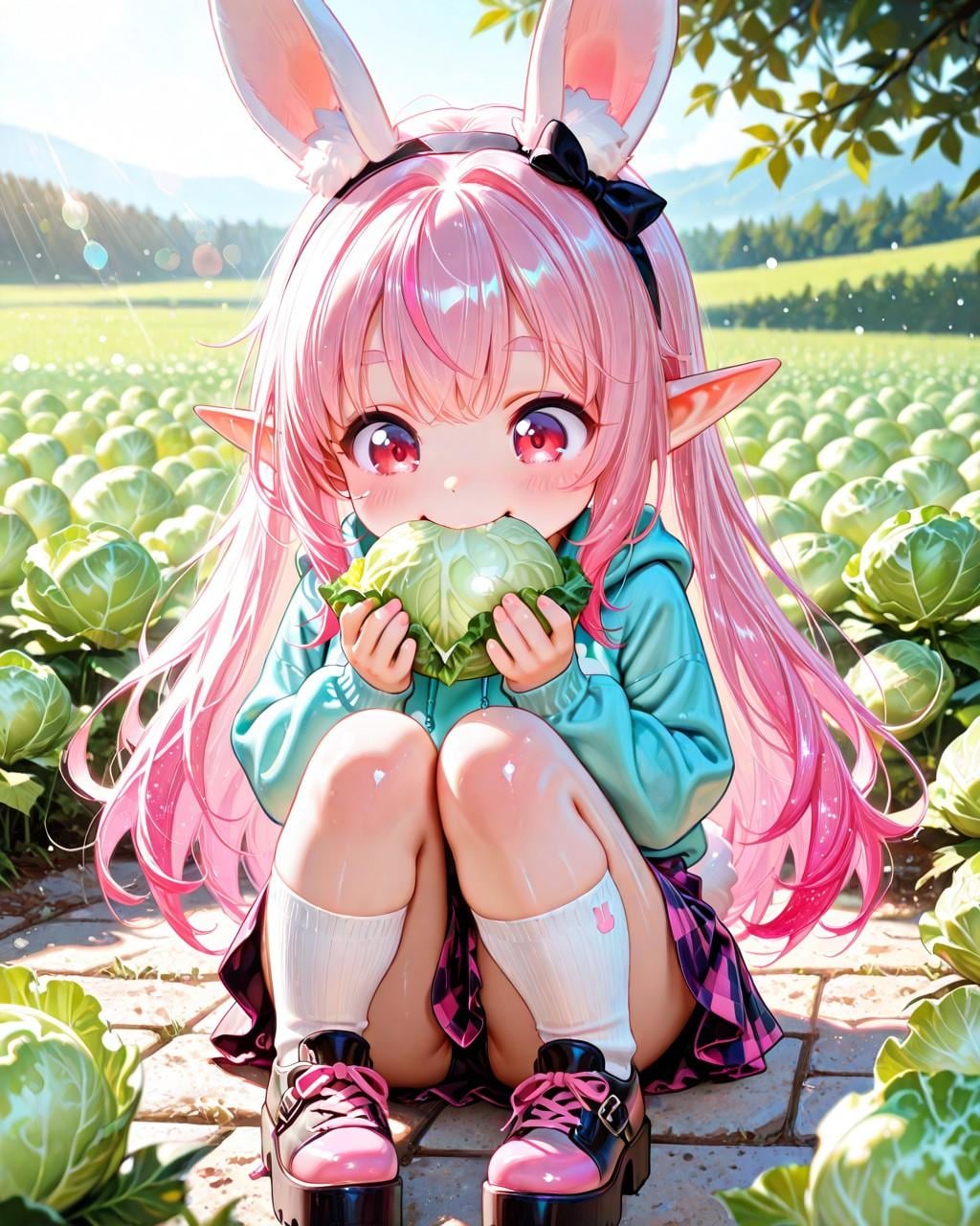 8枚）キャベツを食べるウサギ娘