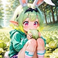 8枚）キャベツを食べるウサギ娘 2枚目