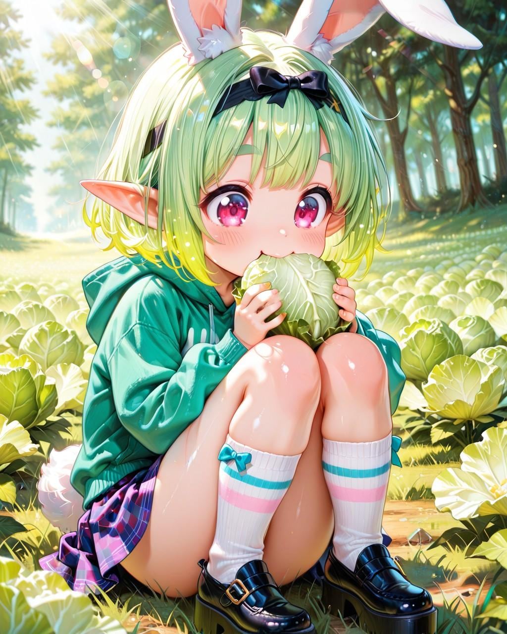 8枚）キャベツを食べるウサギ娘