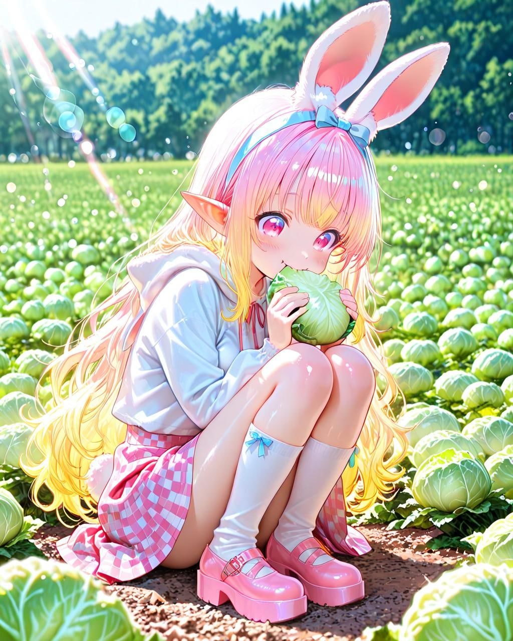8枚）キャベツを食べるウサギ娘