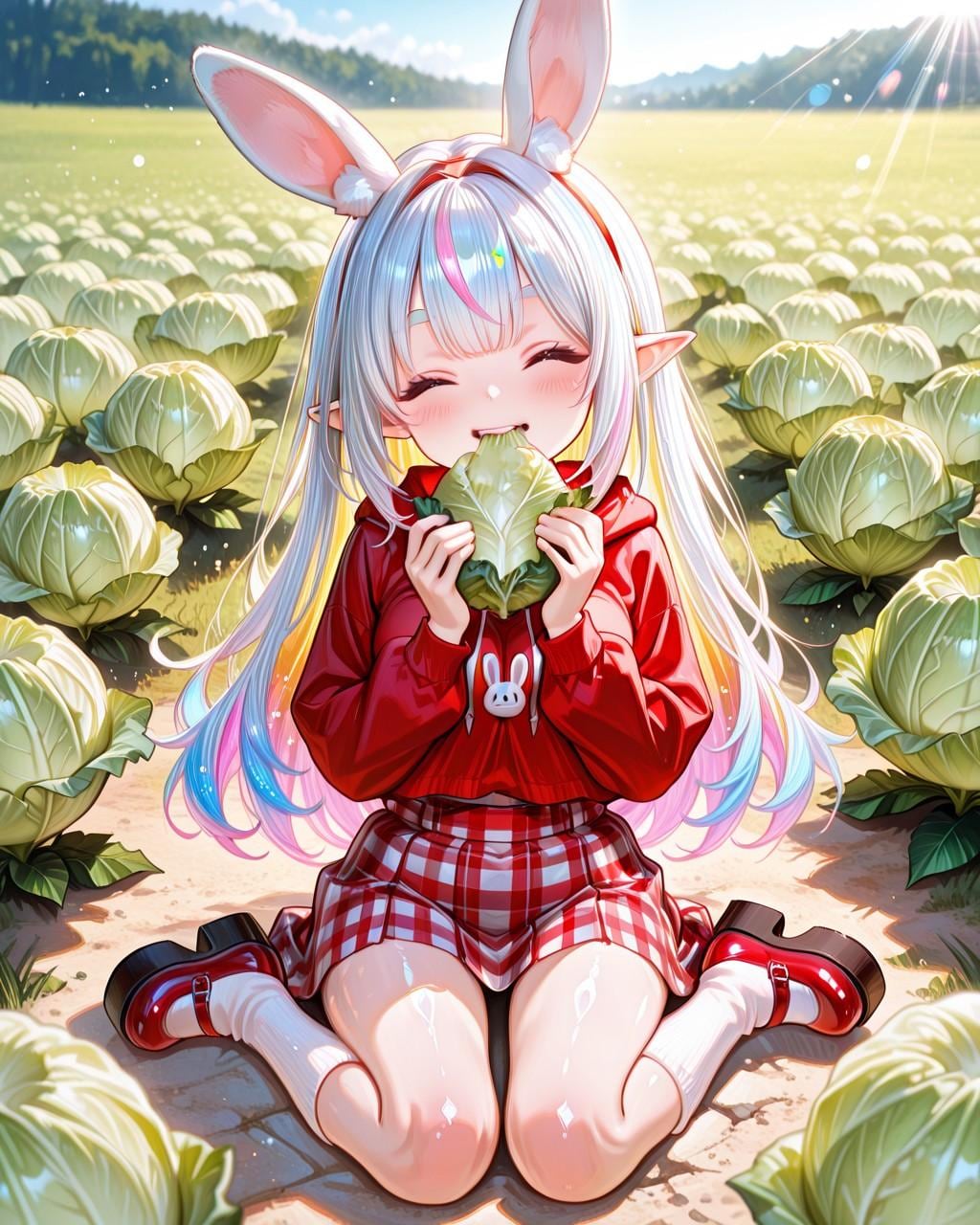 8枚）キャベツを食べるウサギ娘