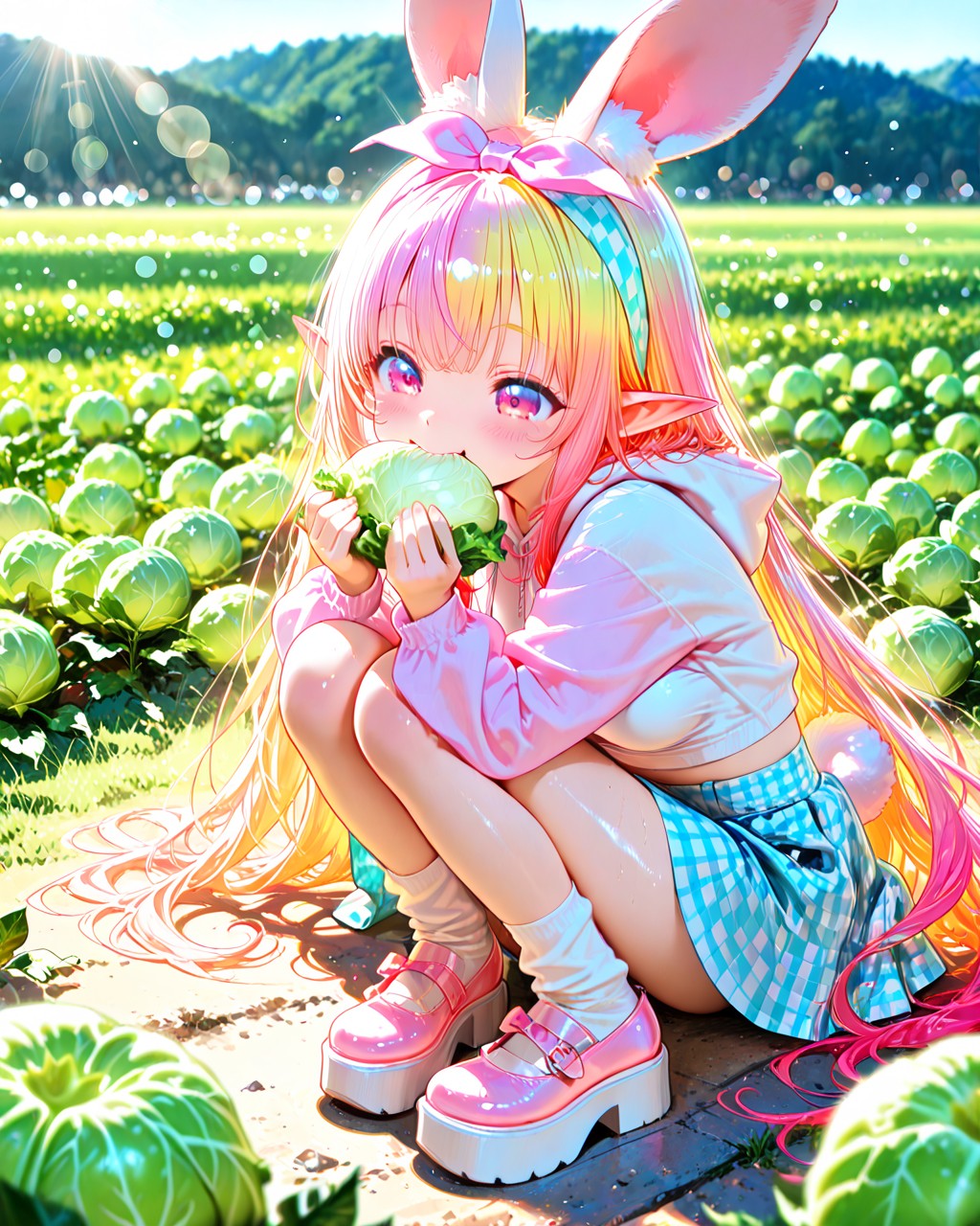 8枚）キャベツを食べるウサギ娘