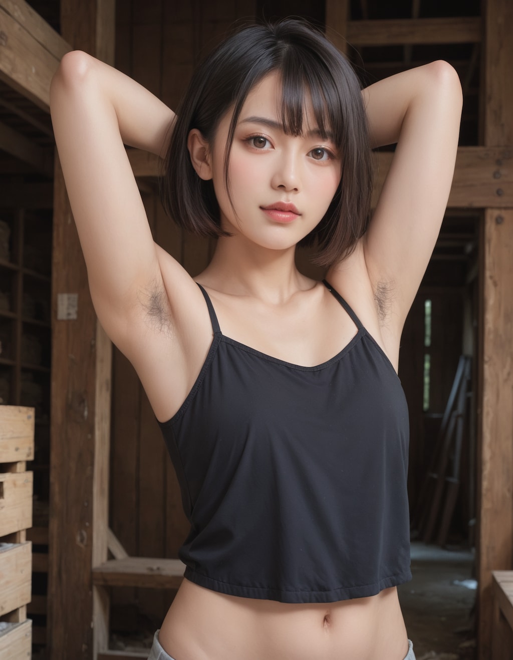腋毛、廃屋