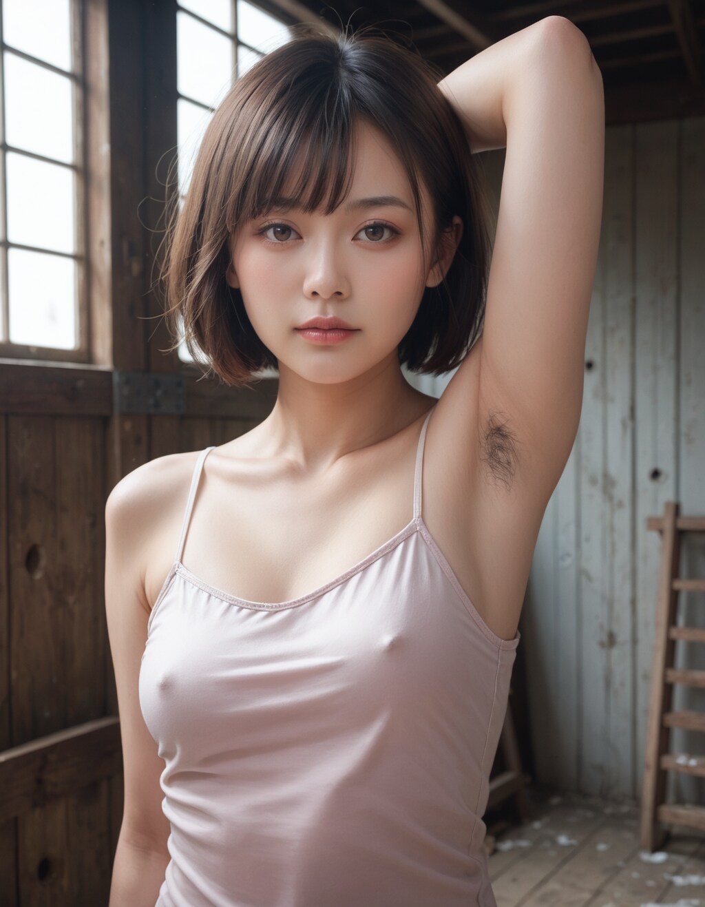 腋毛、廃屋