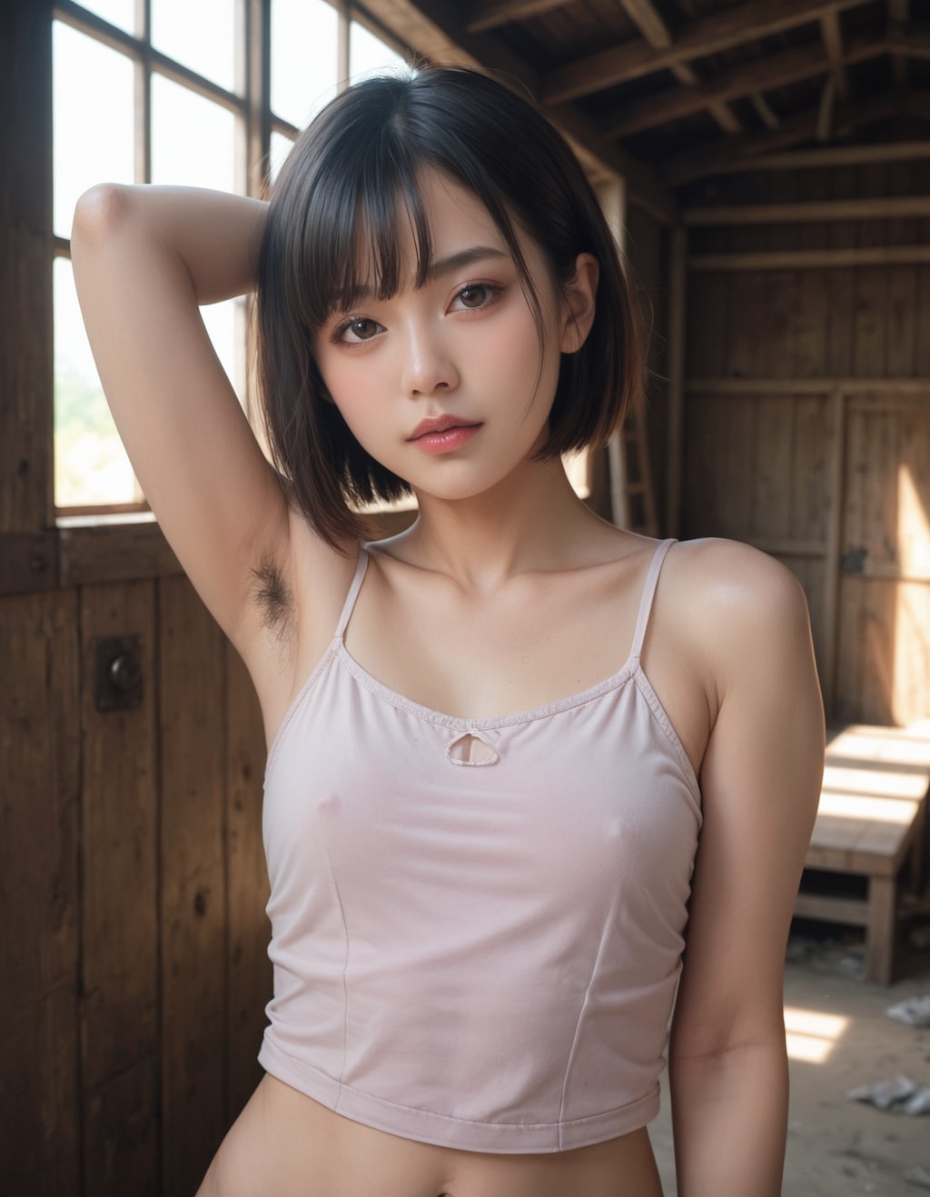 腋毛、廃屋