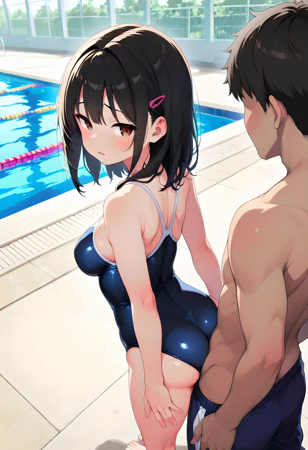 硬いのがお尻にあたってる・・・