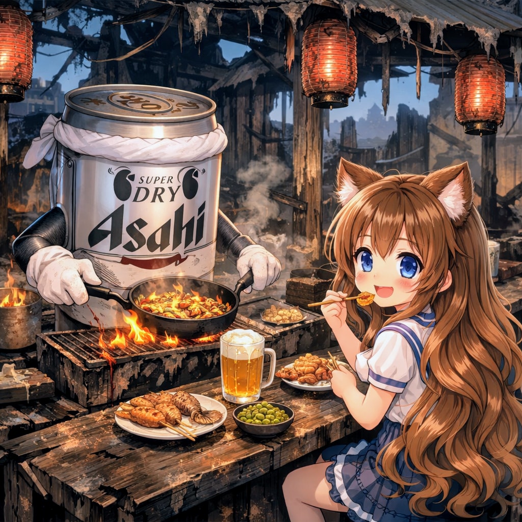 火事で全焼した居酒屋と小さな女の子