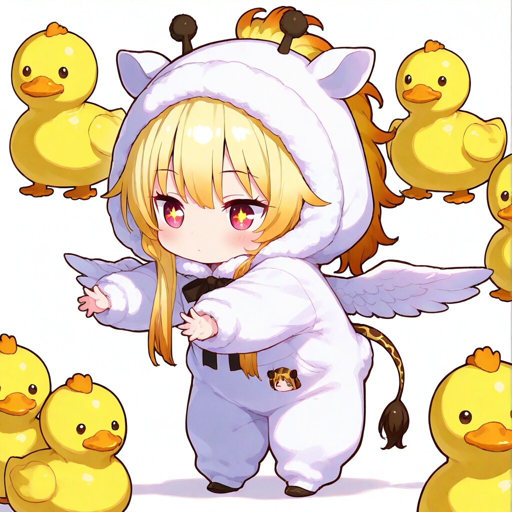 アヒルさんとアニマル着ぐるみちび子ちゃん