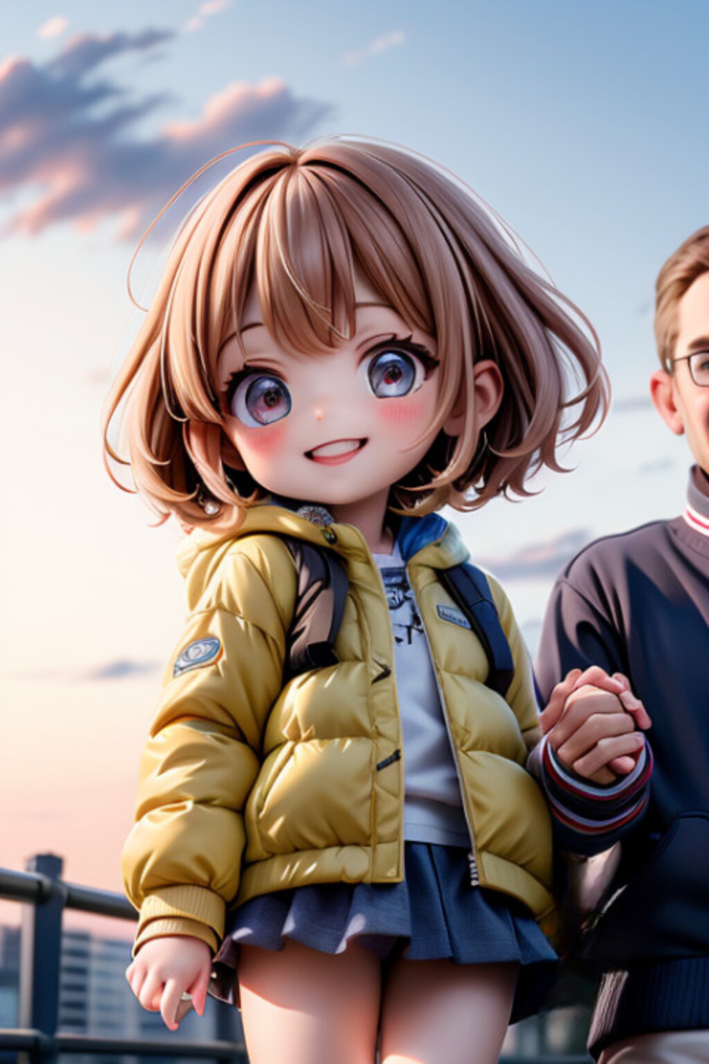 冬の公園でパパとデート