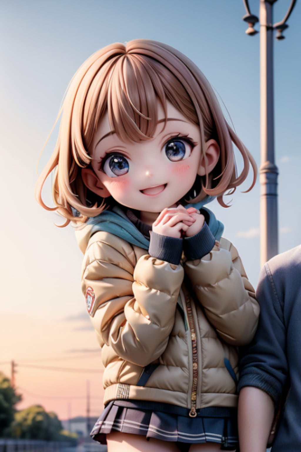 冬の公園でパパとデート