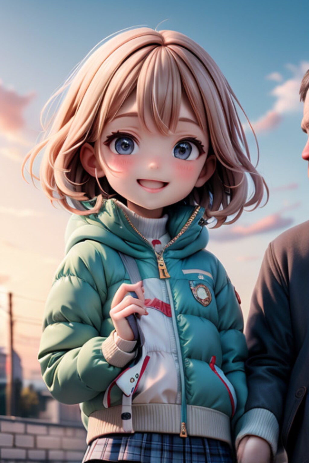 冬の公園でパパとデート