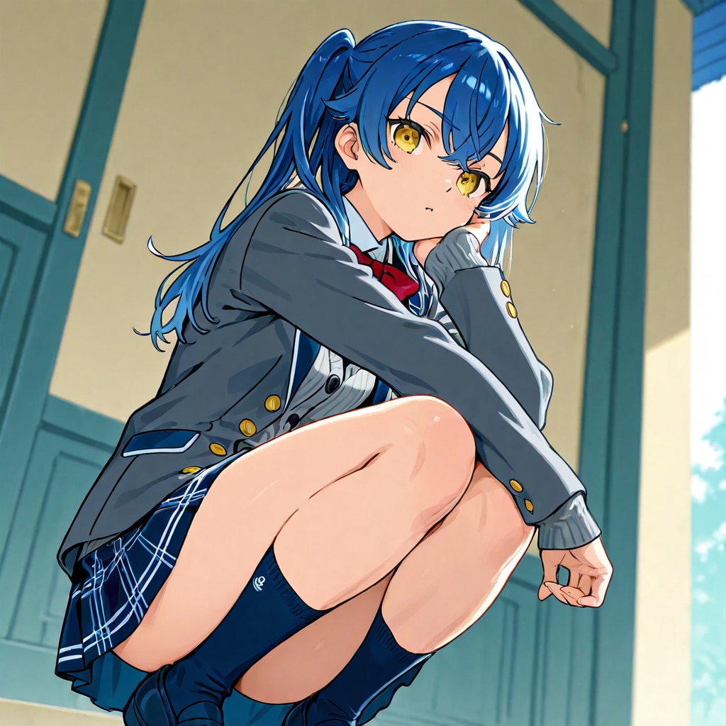 ブレザー制服紺ハイソックス