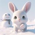 ウサギと雪だるま 7枚目