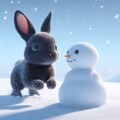 ウサギと雪だるま 6枚目