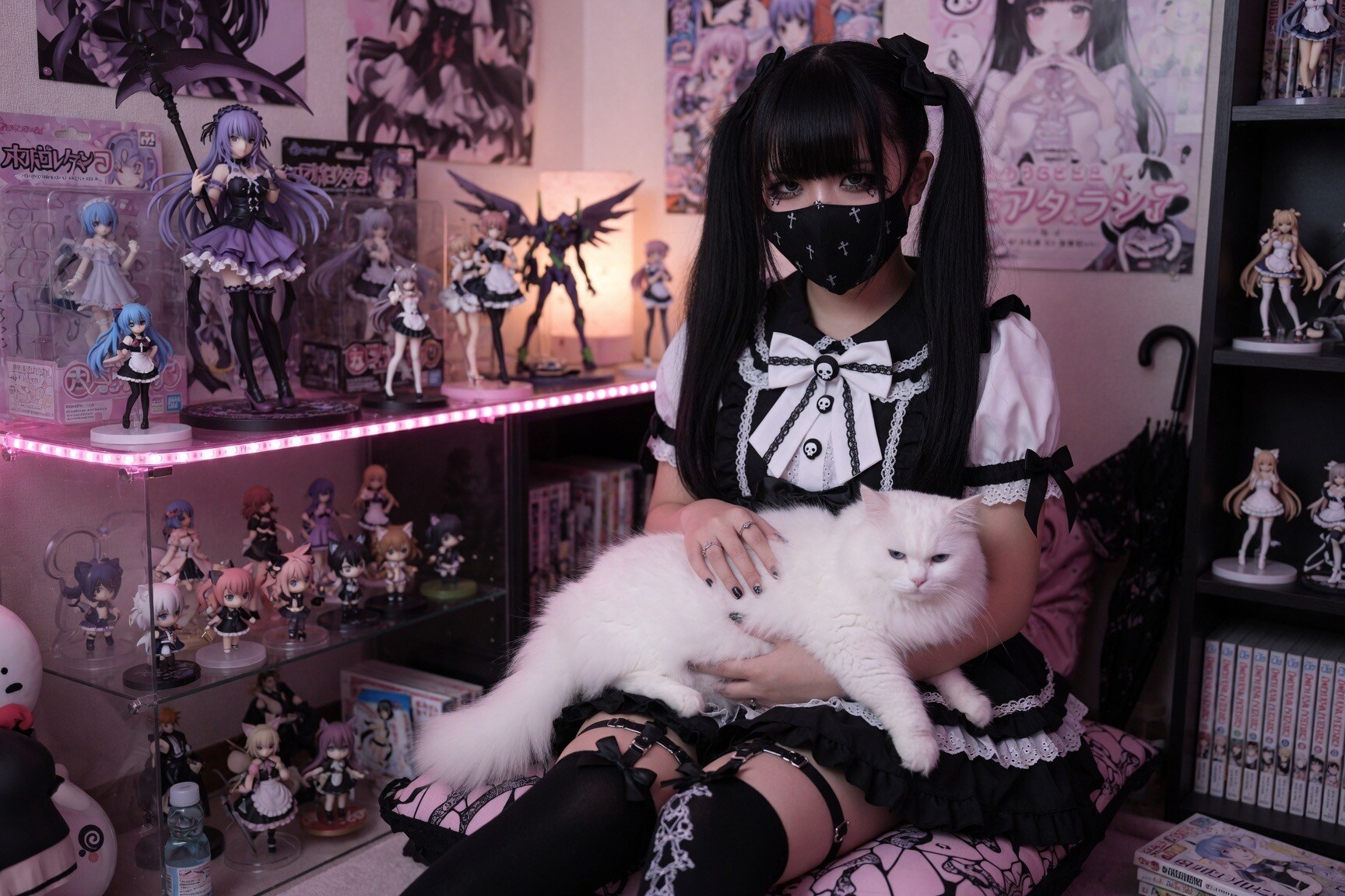 部屋に咲く、黒と白の影