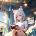 体操服で読書 2枚目