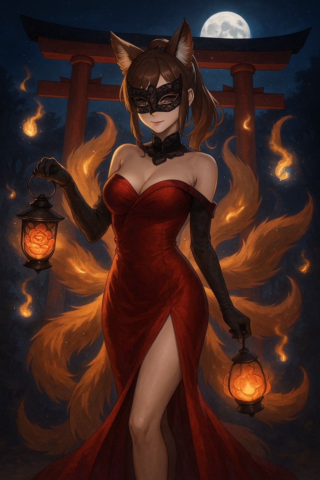 「[其れは神か妖怪か] 九尾に仮面の赤き華