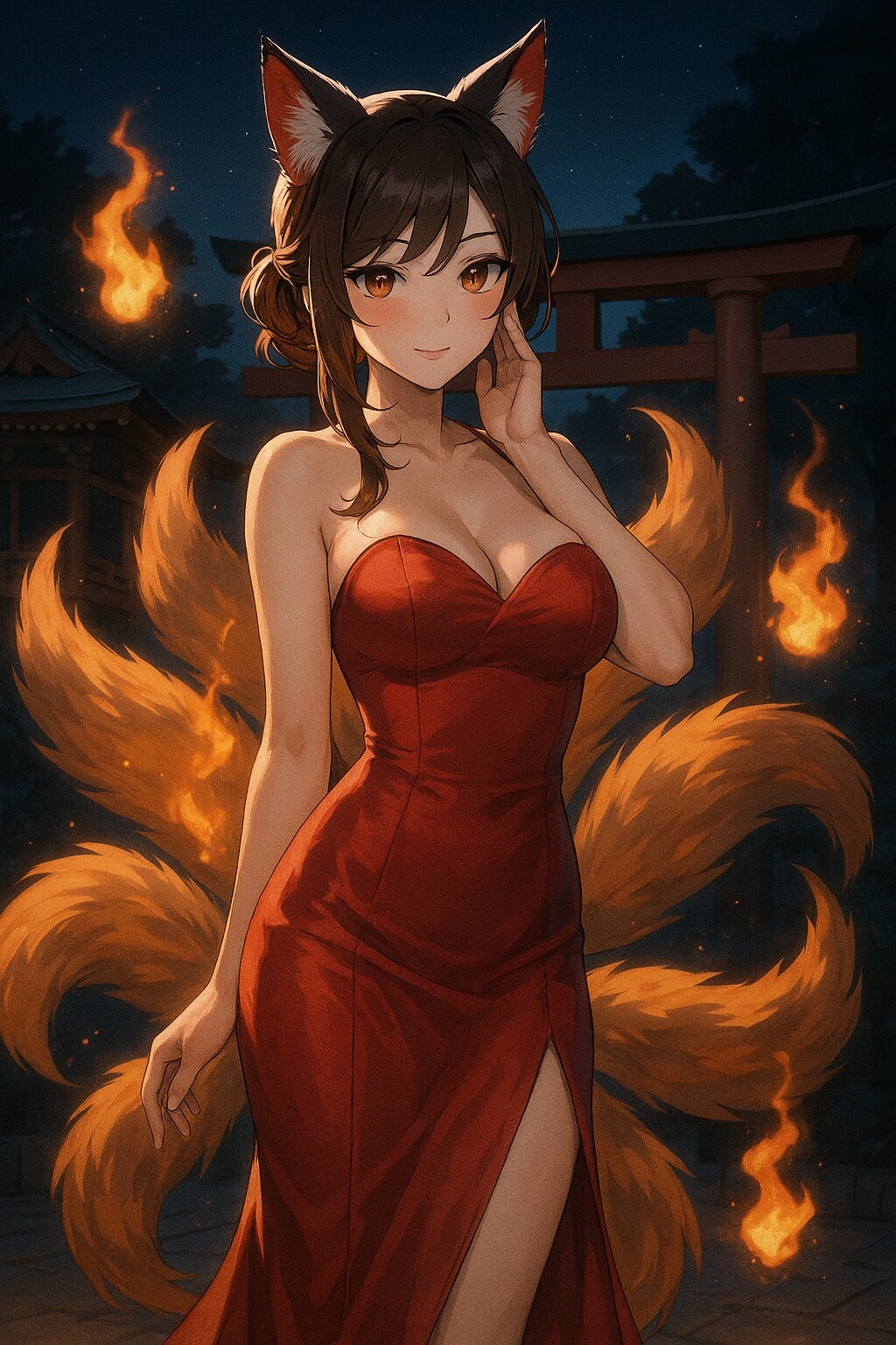 「[其れは神か妖怪か] 九尾に仮面の赤き華