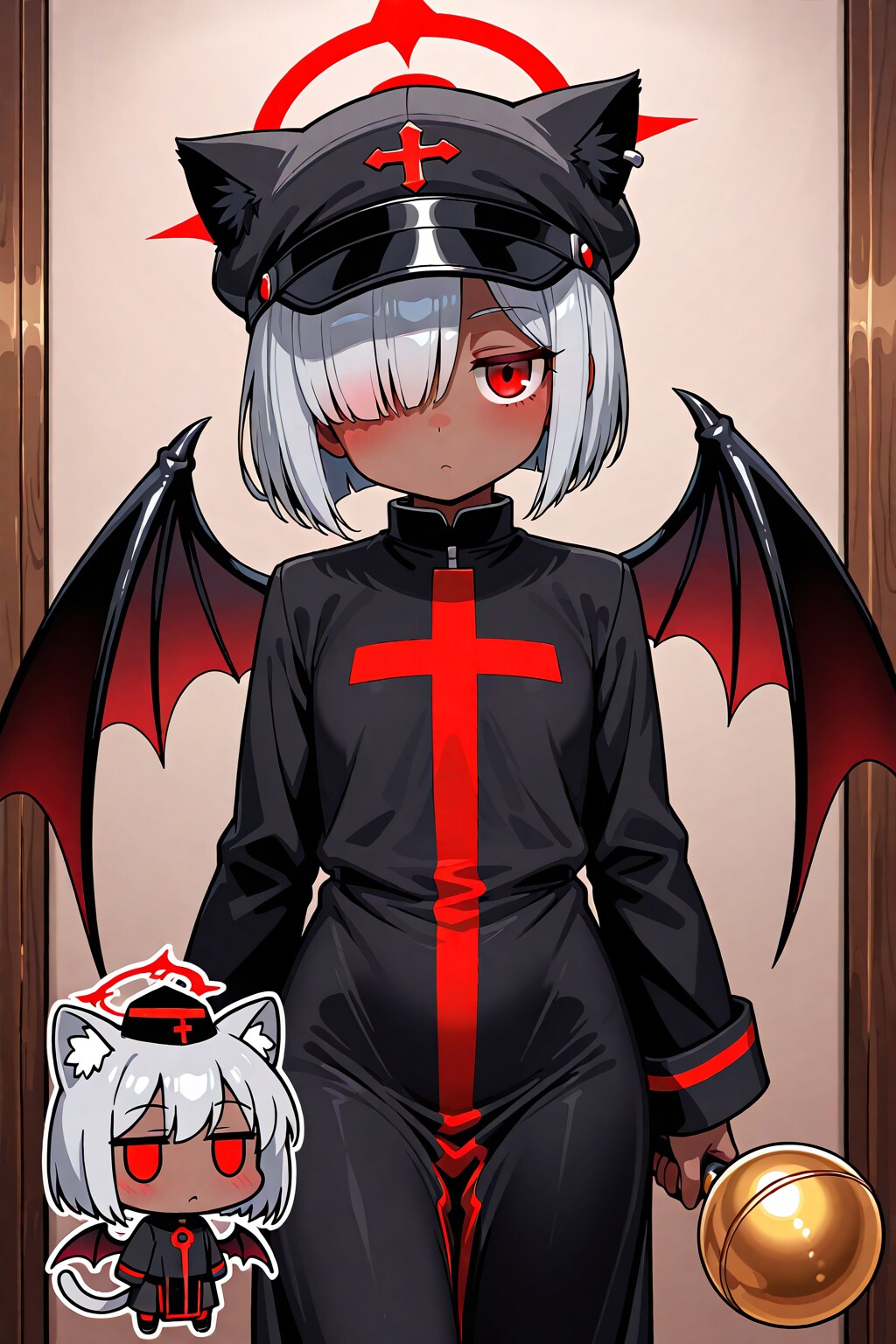 猫耳帽子をかぶった悪魔神官ちゃん