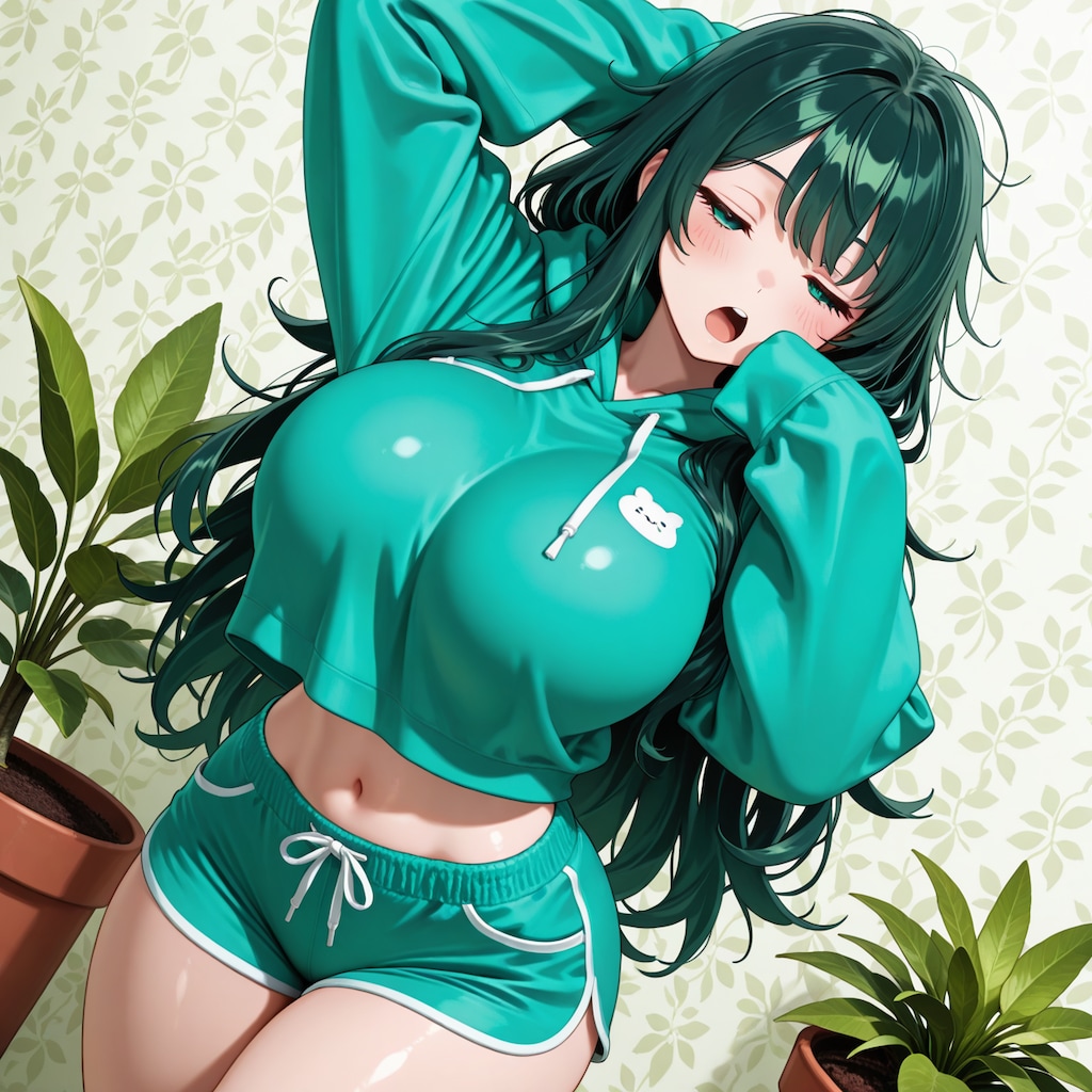 あくびする萌え袖さん