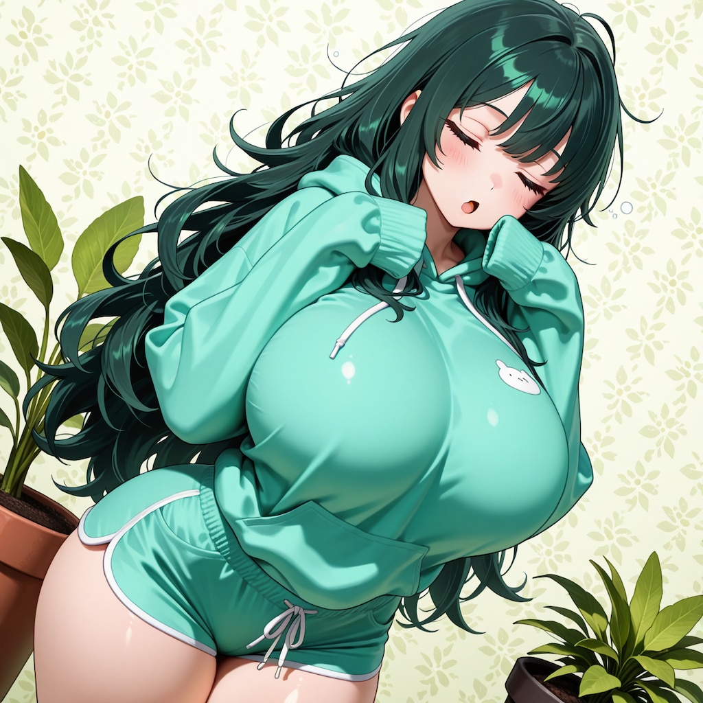 あくびする萌え袖さん