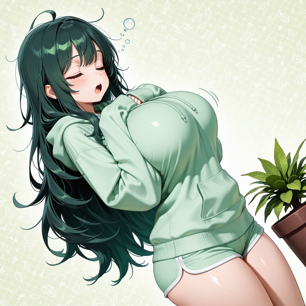 あくびする萌え袖さん