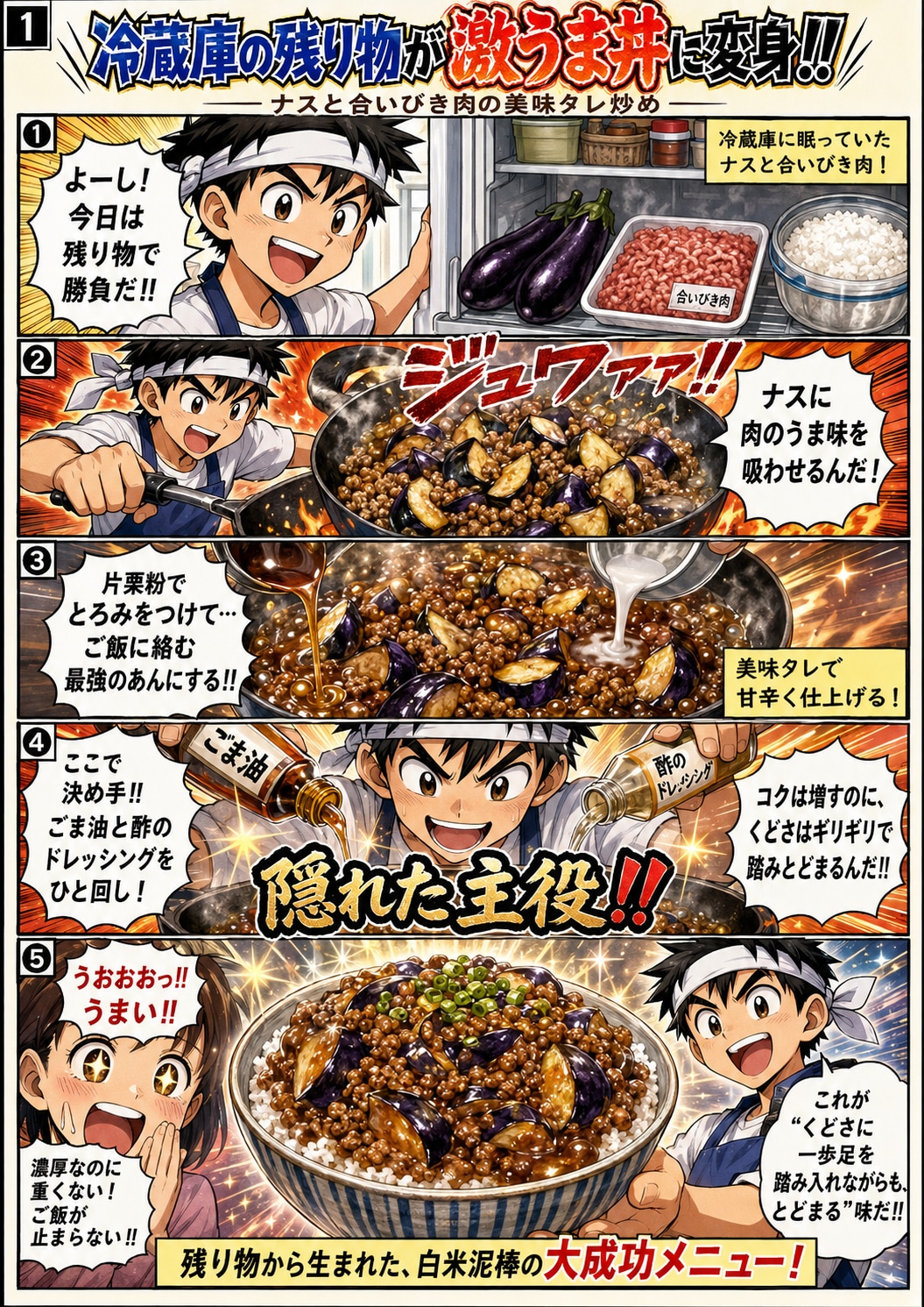 今日の晩御飯　ナスと合いびき肉の美味タレ炒め