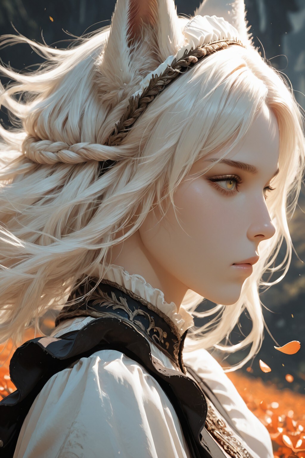 Today's Side Profile Beauty Girl - Easy Prompt Challenge（今日のけもみみガール。けっこう実写寄り）