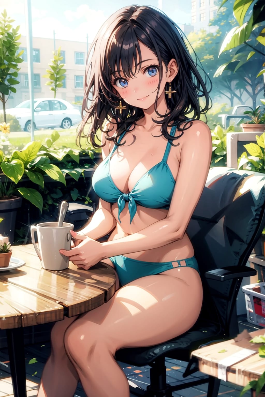 水着でティータイム