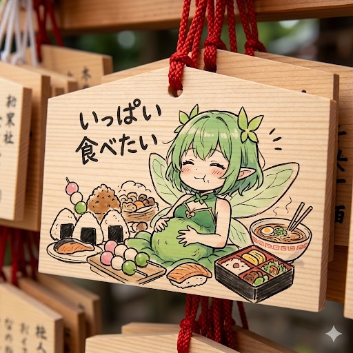 絵馬「いっぱい食べたい」 | の人気AIイラスト・グラビア