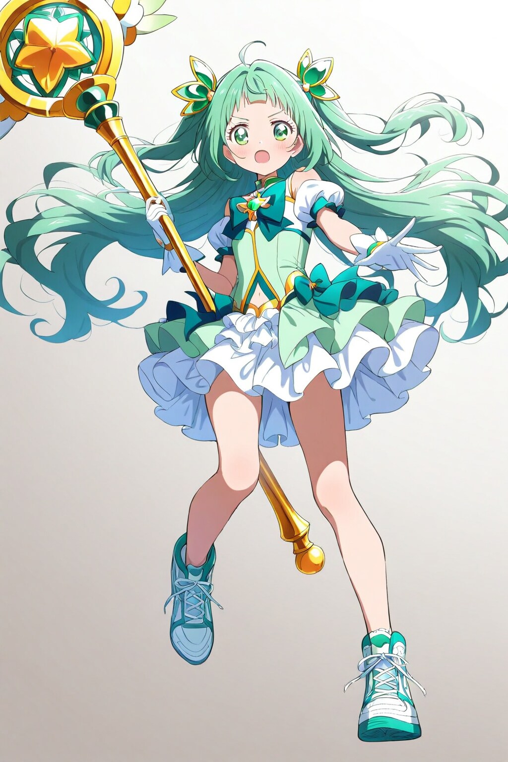 ミントグリーンヘアーの魔法少女