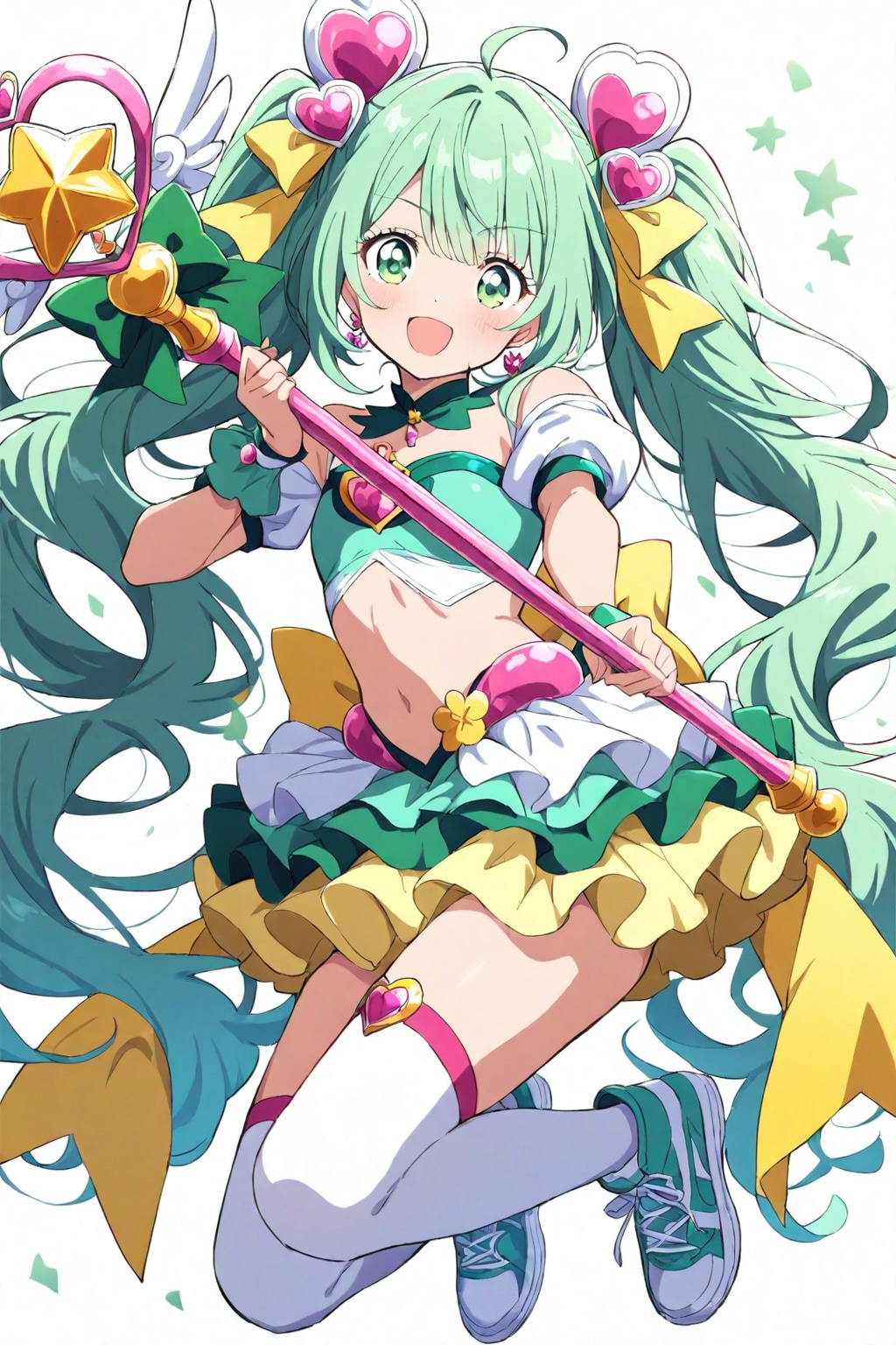 ミントグリーンヘアーの魔法少女 | の人気AIイラスト・グラビア