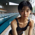 ショートヘアーの水泳部員 3枚目