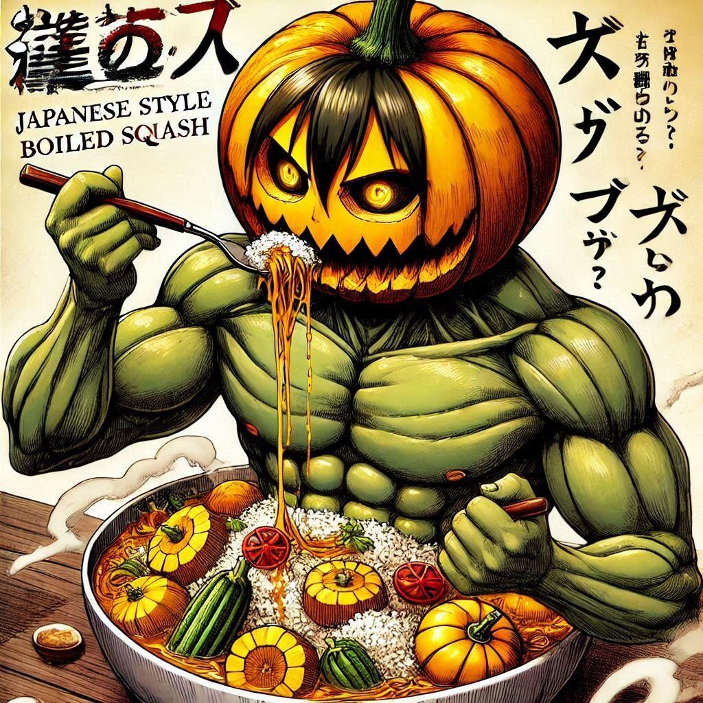 かぼちゃの炊いたんを食べるかぼちゃのタイタンと誰か