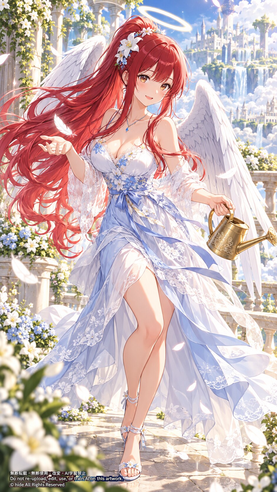 🔴 ミカエルさん、白花の庭で | の人気AIイラスト・グラビア