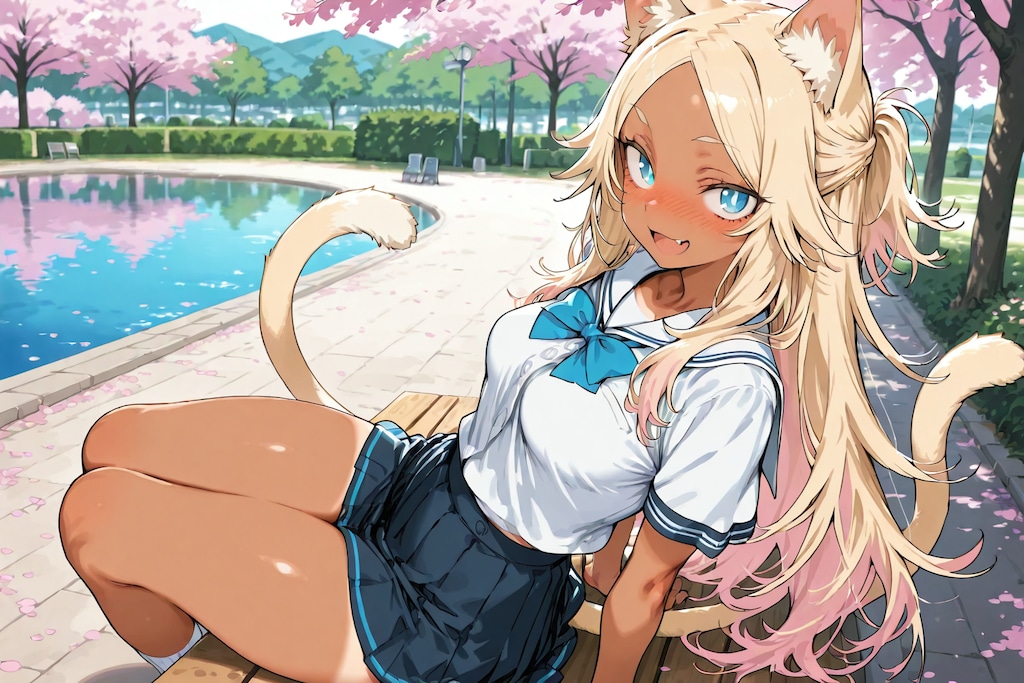 湖のある公園で