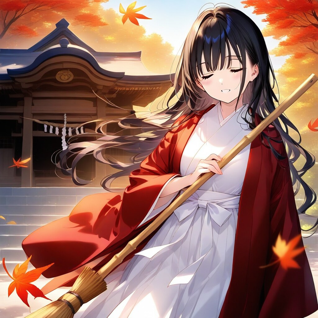 みこと「秋の落ち葉掃除は楽しいな♪」（WAVE.ver) | の人気AIイラスト・グラビア