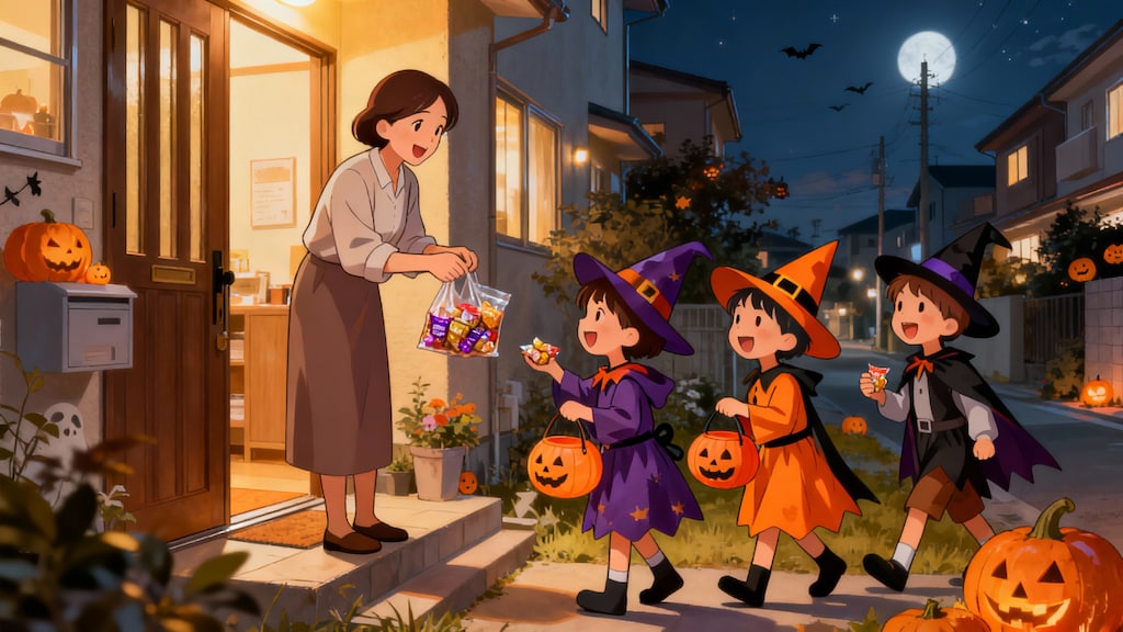 お菓子をください。