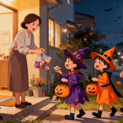 お菓子をください。