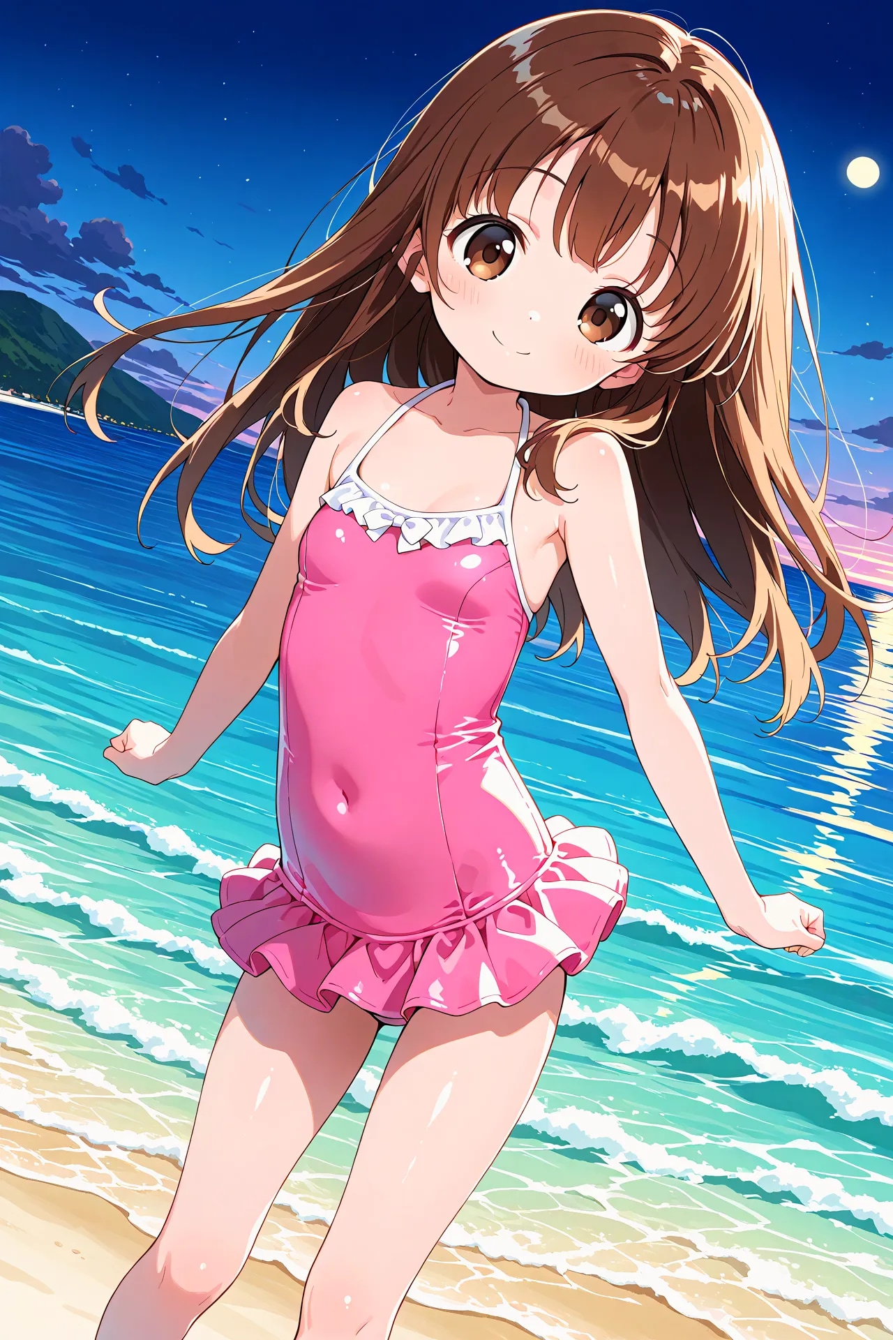 かえでちゃんと夜の海