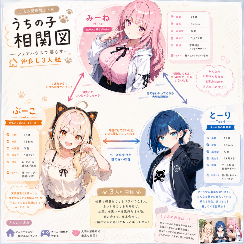 三人娘の相関図