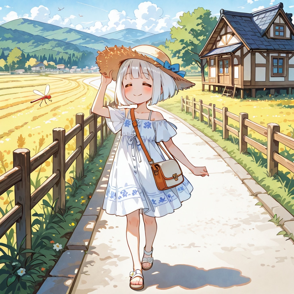 地元に帰る白髪ちゃん | の人気AIイラスト・グラビア