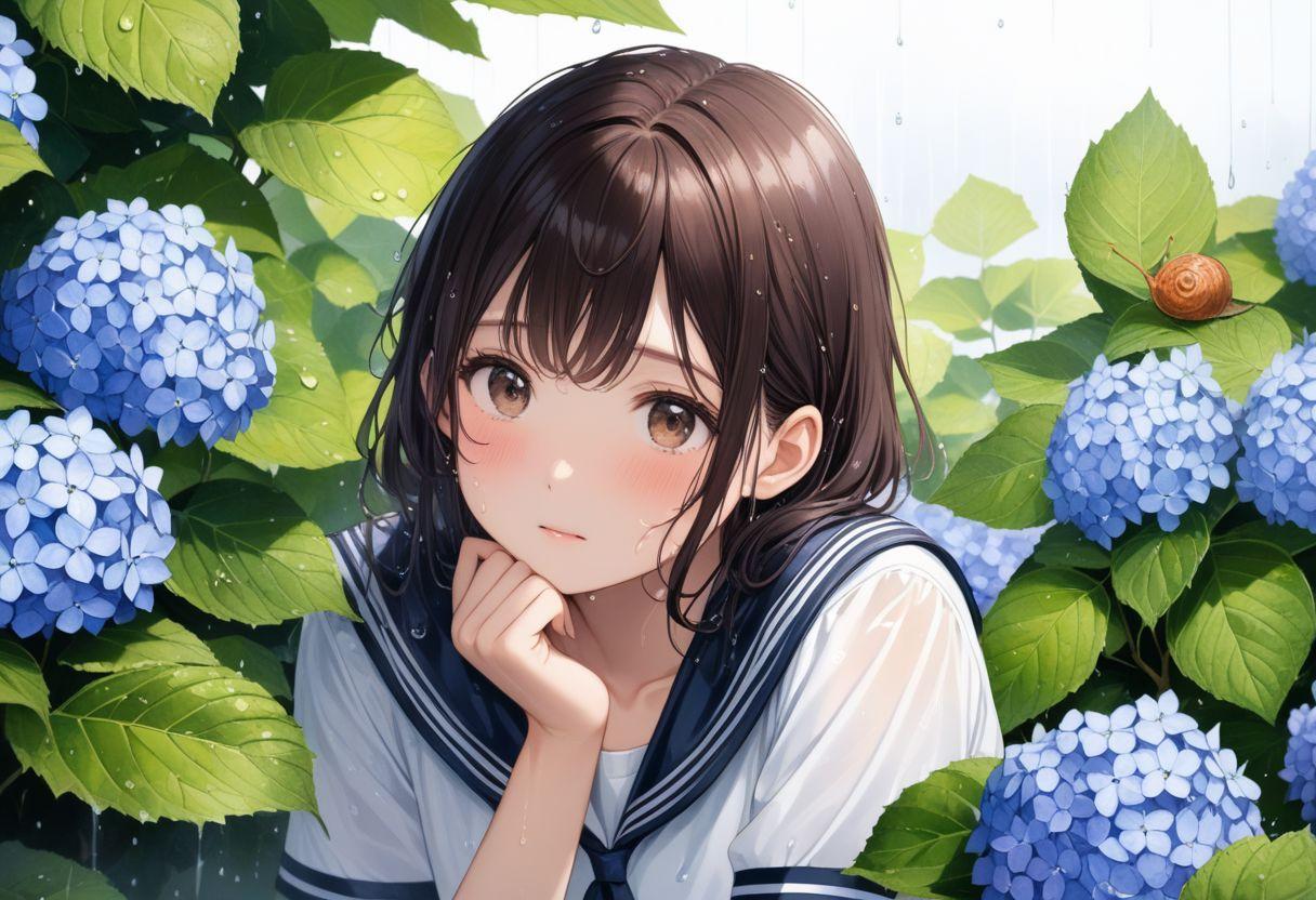 紫陽花と少女(3) | の人気AIイラスト・グラビア