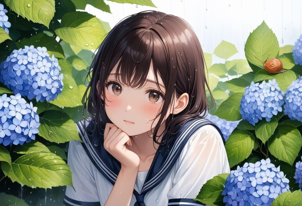 紫陽花と少女(3)