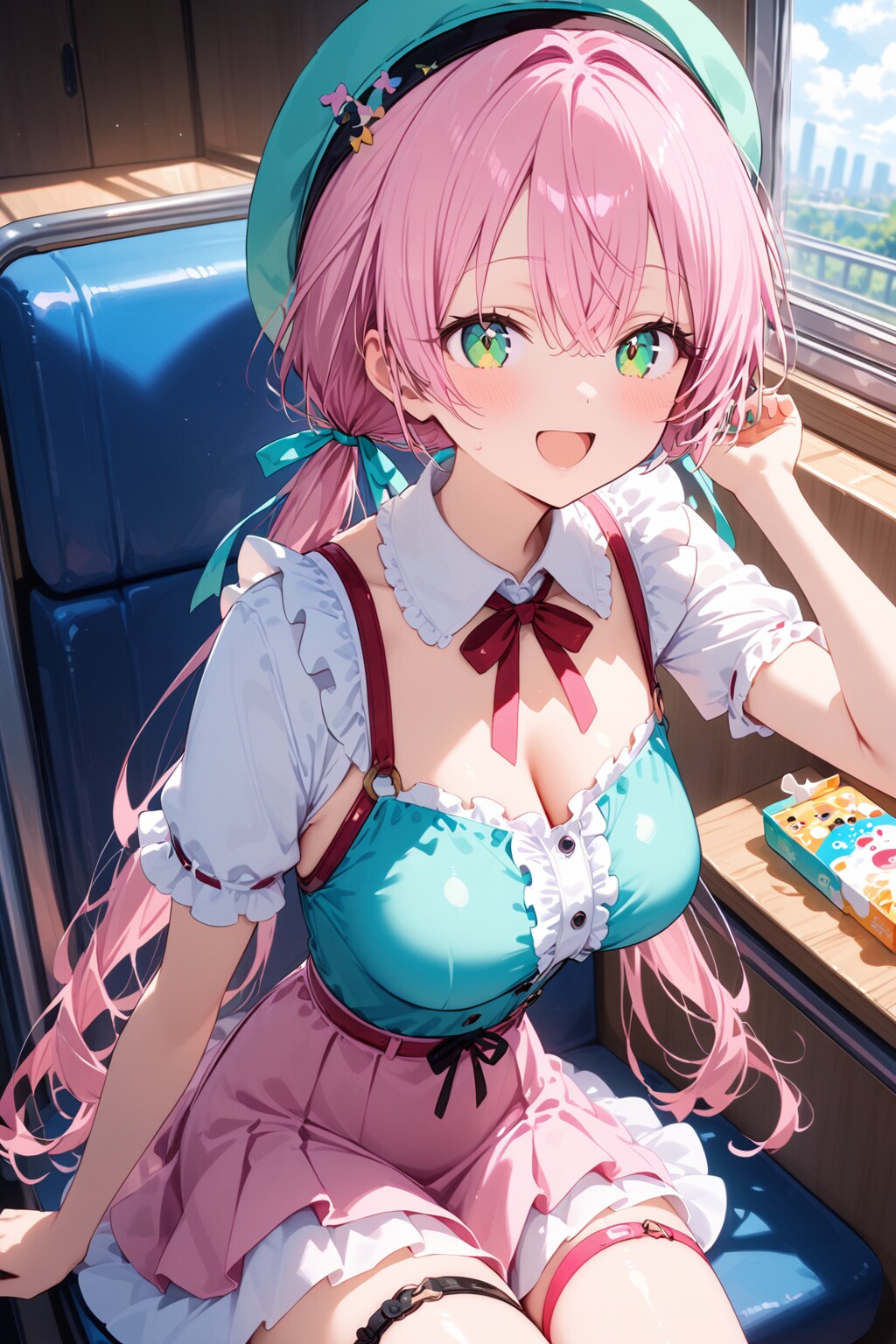 電車移動の桃花